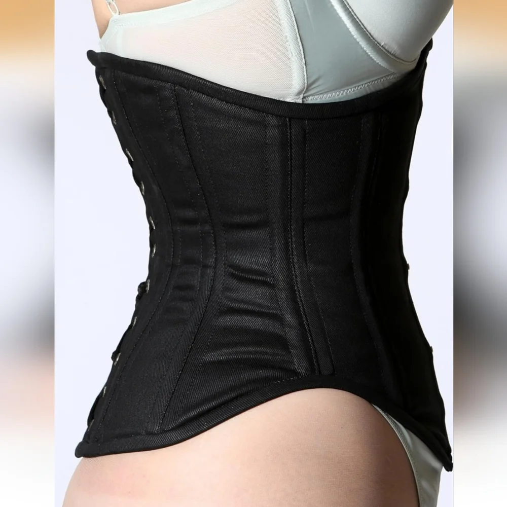Heavy Duty Steel Boned Black Corset Waist Trainer - Picture 2 of 7